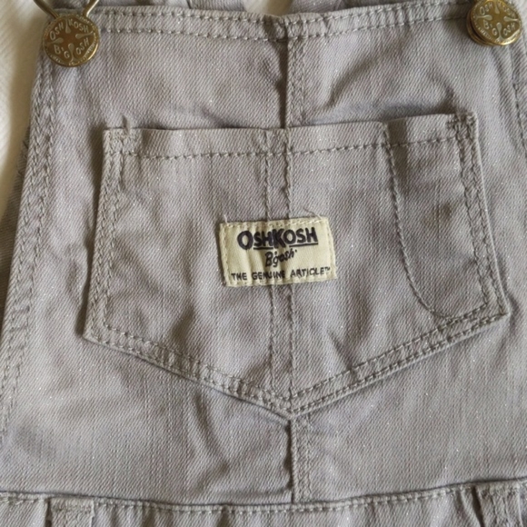 oshkosh b'gosh vestbak gray sparkle cotton twill overalls 3T toddler girl - Picture 4 of 11